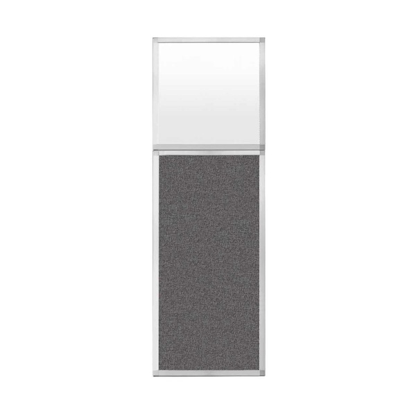 Versare Hush Panel Configurable Cubicle Partition 2' x 6' W/ Window Charcoal Gray Fabric Frosted Window 1852207-3 - main